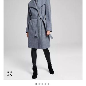 Calvin Klein Gray Wool Belted Coat